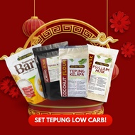 [CNY SPECIAL] Set tepung low carb Tepung barli 1kg + Tepung almond 500g + tepung kelapa 500g + psyll