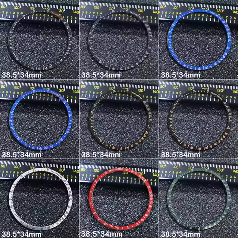 38.5*34mm Flat Aluminium Bezel Men's watch parts Fit VK63 Case moonswatch watch accessories or VK63 