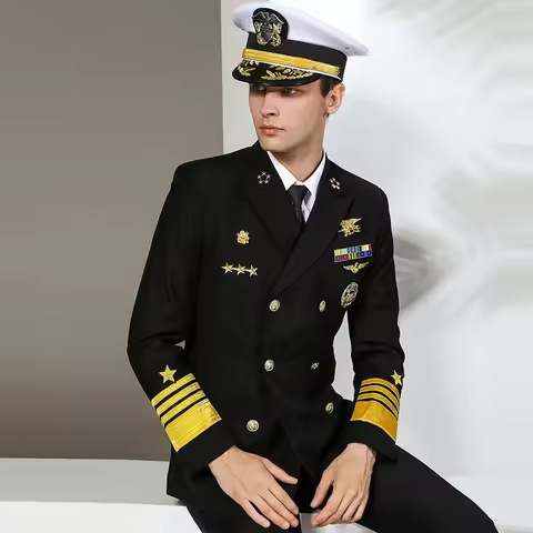 US U.S. Navy Admiral Captain Officer Uniform Double-breasted Jacket Pants Security Property Workwear
