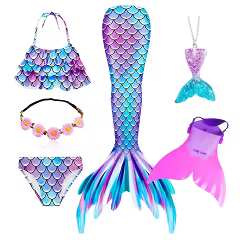 Ariel The Little Mermaid Tails for Girls Memaid Tails Swimsuit Bikini Halloween Costume Can Add Mono