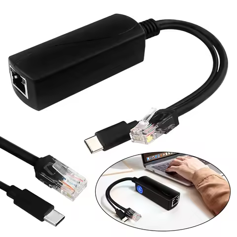 PoE 48V To USB-C 5V/4A Output IEEE802.3af/at Compliant PoE Splitter USB TYPE C 5V Adaptive 10/100/10