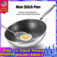 【Malaysia Spot Sale】12 Inch Non Stick Pan Stainless Steel Non Stick Frying Pan Induction Pan Wok Pan