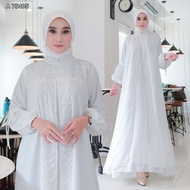 Gamis Ceruty Combination Plain White Lace 75405 Muslim Women's Clothing Vima