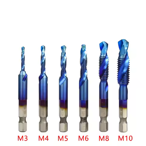 Titanium Plated Hex Shank HSS Screw Thread Metric Tap Drill Bits Screw Machine Compound M3 M4 M5 M6 