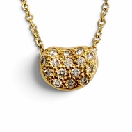 全新 △ TIFFANY&Co. Tiffany Elsa Peretti Bean 設計吊墜鑲鑽項鍊 750 (YG) 黃金 西班牙製造 重1.9克 女士款 帶原裝盒 原價418,000日元
