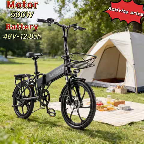 20-inch foldable 500W brushless motor E-Bike, 48V-12.8AH lithium battery bicycle, urban commuting ou