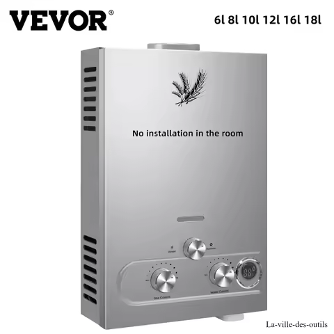 VEVOR LPG Water Heater 6L 8L 10L 12L 16L 18L Liquefied Petroleum Gas Propane Butane Stainless Steel 