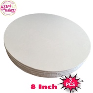 White Cake Board Round 8" (3pcs) White Round Cake Board | 8 Inch White Round Cake Liner by Azim Bake