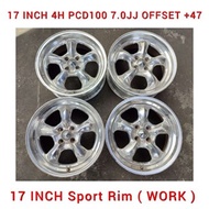 Sport Rim Work 17 INCH 4H PCD100 7.0JJ Offset +47 For Vios Yaris BB Honda City Jazz Fit EK Alza Myvi