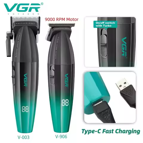 VGR Hair Clipper Cordless Hair Trimmer Professional Hair Cutting Machine Electric 9000 Rpm Haircut C