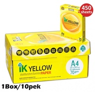 Ik Yellow A4 paper 450’s (70gsm) (10 Ream/Box) / Kertas A4 Ik yellow 450’s 70gsm (10 rim/ kotak) / k