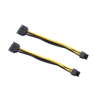15Pin SATA to 6 Pin PCI-Express Video Card Power Adapter Cable, Cable Length 20cm/8inch, 2 Pack