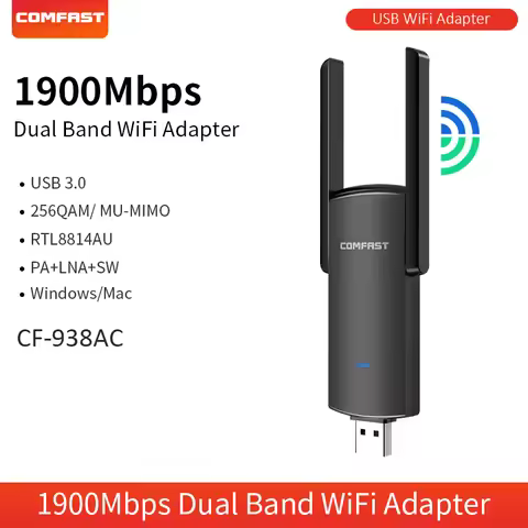 COMFAST WIFI5 1900Mbps USB Wifi Adapter Dual Band 5GHz 2.4Ghz Network Card RTL8814AU 2 Antennas Wi-F