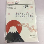 日本旅遊數據卡，日本DOCOMO台，10日無限4G數據下載 $128