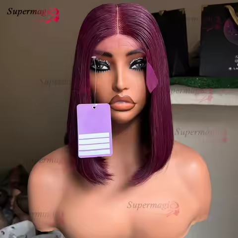 4x4 250% #99J Real 12A Bob Glueless Lace Wigs Ready To Go Straight Vietnamese Hair Original Double D