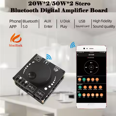 HIFI 20W*2 50W*2 AP50L AP51H Stereo Bluetooth-compatible Digital Amplifier Board AUX USB-C Input 12V