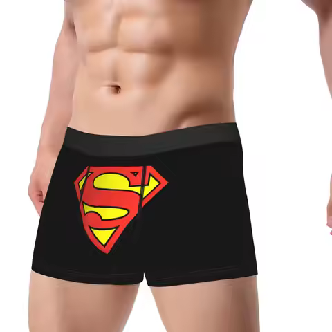Movie Supermans Logo Boxer Shorts 3D Pouch Underwear Trenky Custom DIY Boxer Brief Elastic Men Under