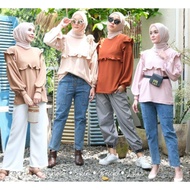 ASKA.ID - RISHA RUFFLE TSHIRT KNIT T-SHIRT RUFFLE REMPLE BALLOON SLEEVES