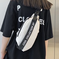 กระเป๋าคาดหน้าอกแฟชั่นสตรีกระเป๋าสะพายไหล่หญิง ins กระเป๋าคาดเอวนักเรียนญี่ปุ่น unisex กระเป๋าสะพายข้างใบเล็ก กระเป๋าเดินทางแบบเบา Oblique cross chest package สีดำ