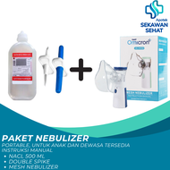 Paket Nebulizer Portabel untuk Anak dan Dewasa dengan Instruksi Manual, Isi 500 ML NaCl, Dilengkapi 