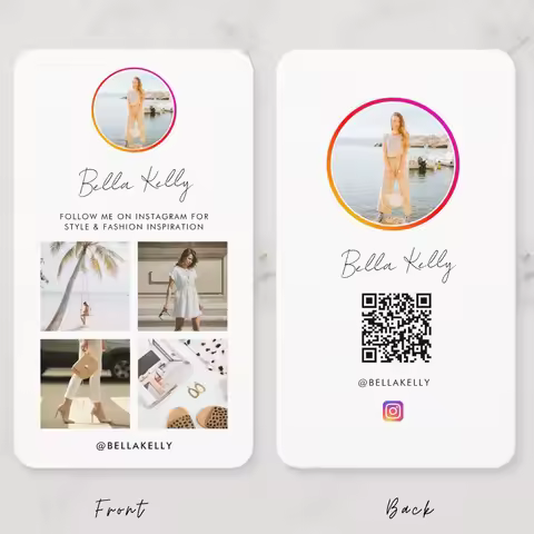 Custom Instagram Photo Social Media Business Cards Pink Credit Calling Card Personalized Thank You C