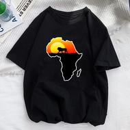Customized africa map t shirt Europe America africa map Printing Summer Short-Sleeved Black T-shirt 