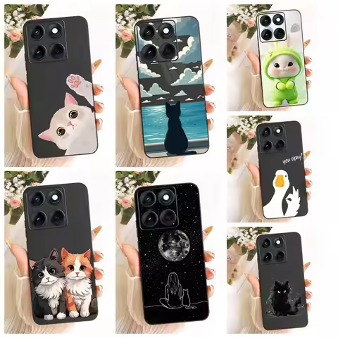 For Motorola Edge 60 Pro Case Moto Edge 60 Fusion 5G Cover Cute Cat Cartoon Soft Silicone Matte Case