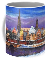 Mug Kopi Musim Dingin Panorama Ulm Jerman Germany Ulm Panorama Winter Coffee Mug