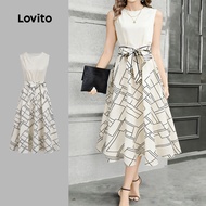 B190-MAY26-B-1-Stitching Sleeveless Belt Dress-DRB190P2D408