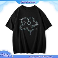 Original Standard Unique Black Gray m Slow Hand！Ganni 2022New Smiley Face Pattern Letter Print Loose