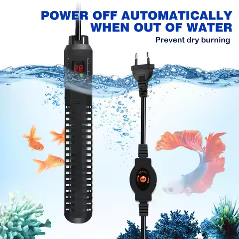 500W PTC Heater with Controller Fish Tank and Turtle Tank 100-400L, Submersible Aquarium Heater with