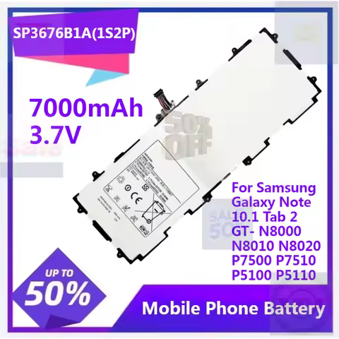 SP3676B1A(1S2P) Battery 3.7V 7000mAh for Samsung Galaxy Note 10.1 Tab 2 GT- N8000 N8010 N8020 Note 8