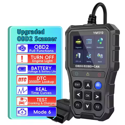YM519 Scanner 12V OBD2 Code Reader Fault Code Clear Car OBD 2 Diagnostic Tools Automobile Battery Te