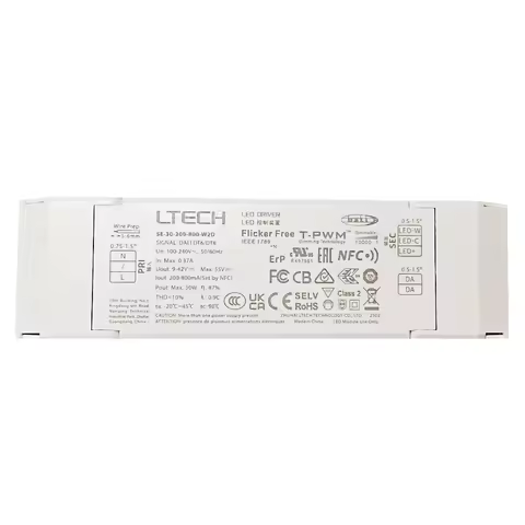 LTECH 30W 200-800mA NFC CC DALI DT6 DT8 LED CCT Driver;100-240V Dali-2 Constant Current Tunable Whit