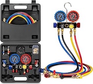 VIVOHOME HVAC Manifold Gauge Set for R134a R410a R22 R32 R454B Refrigerant, 4 Valve Automotive AC Ga