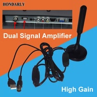 Dual signal amplifier indoor antenna for dvb-t2 digital tv or dvb-t2 tv box receiver