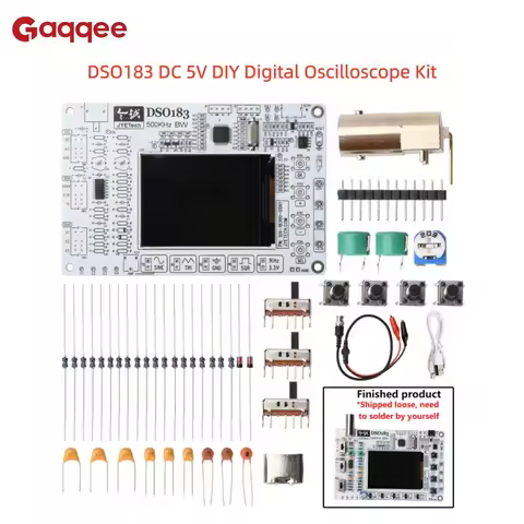 DSO183 DC 5V DIY Digital Oscilloscope Kit 0-500kHz Oscilloscope Soldering Kit Type-C Interface For E