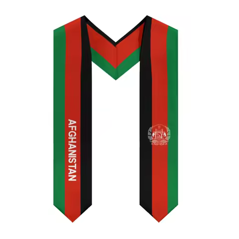 Graduation shawl Afghanistan & United States Flag Stole Sash Honor Study Aboard International Studen