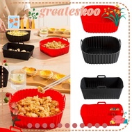 GREATESKOO Silicone Air Fryer Liners, with Handle Reusable Oven Liner, Air Fryer Accessories Black R