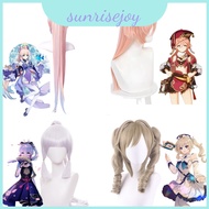 Ayaka Yanfei Barbara Cosplay Wigs- High-quality Synthetic Hair With Artificial Scalp