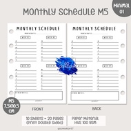 Planner Book Refill Binder Monthly Schedule Simple Minimalist M5