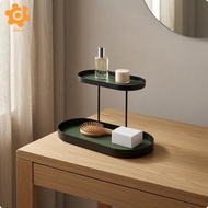 [utruiut0k] Two-Tier Storage Rack Iron Metal Tray Shelf Stand Textured 2 Tier Perfume Organizer for 