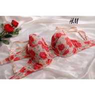 H&M Nude Floral Bra Medium Foam Underwire 34B 36B 36C - NMB