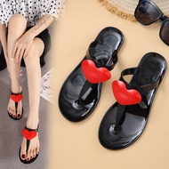 Women's Bohemian Style Jelly Shoes - Red Patterned Round Toe Flats (Sizes 36-41)