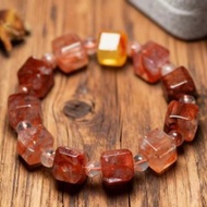 天然紅膠花手串錦鯉天然水晶手鏈