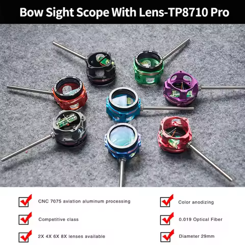 TOPOINT TP8710 Archery Accessories Compound Bow Scope Sight Pin,Competitive 2X4X6X8X Lenses Professi