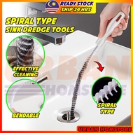 45CM Drain snake clog remover Sinki sumbat Spiral type dredge Paip lubang dapur tersumbat Dawai sinki tersumbat