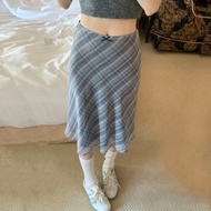 Min Min_High Waist Plaid Fishtail Skirt in Mixed Colors H96