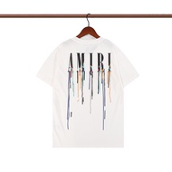 Men/Woman เสื้อยืดผ้าฝ้ายแท้ - แฟชั่น ใหม่* Amiri* เสื้อยืดลําลอง แขนสั้น พิมพ์ลายตัวอักษร เข้ากับทุ