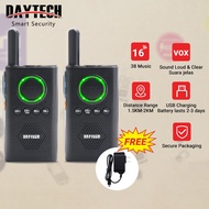 Daytech 2PCS PPT Walkie Talkie Long Range 16 Channels Intercom System Mini Woki Toki for Office/Home